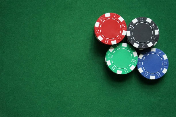 Live dealer casino table with cards and chips